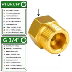 Reductor VOGELMANN de W21,8x1/14" Hembra a 3/4" Macho – Latón 