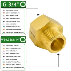 Reductor VOGELMANN de G3/4" Hembra a W24,32x1/14" Macho – Latón