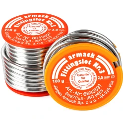 Soldadura blanda Sn97Cu3 2,5 mm 100 g para soldadura blanda de cobre